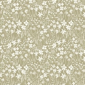 Floating Meadow - Vintage Weeds-Olive Green-Small-Hufton Studio