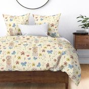Cream goldendoodle butterfly pattern
