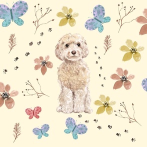 Cream goldendoodle butterfly pattern