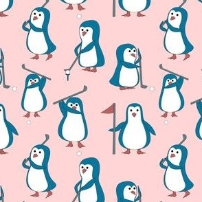 penguin golf pink blue