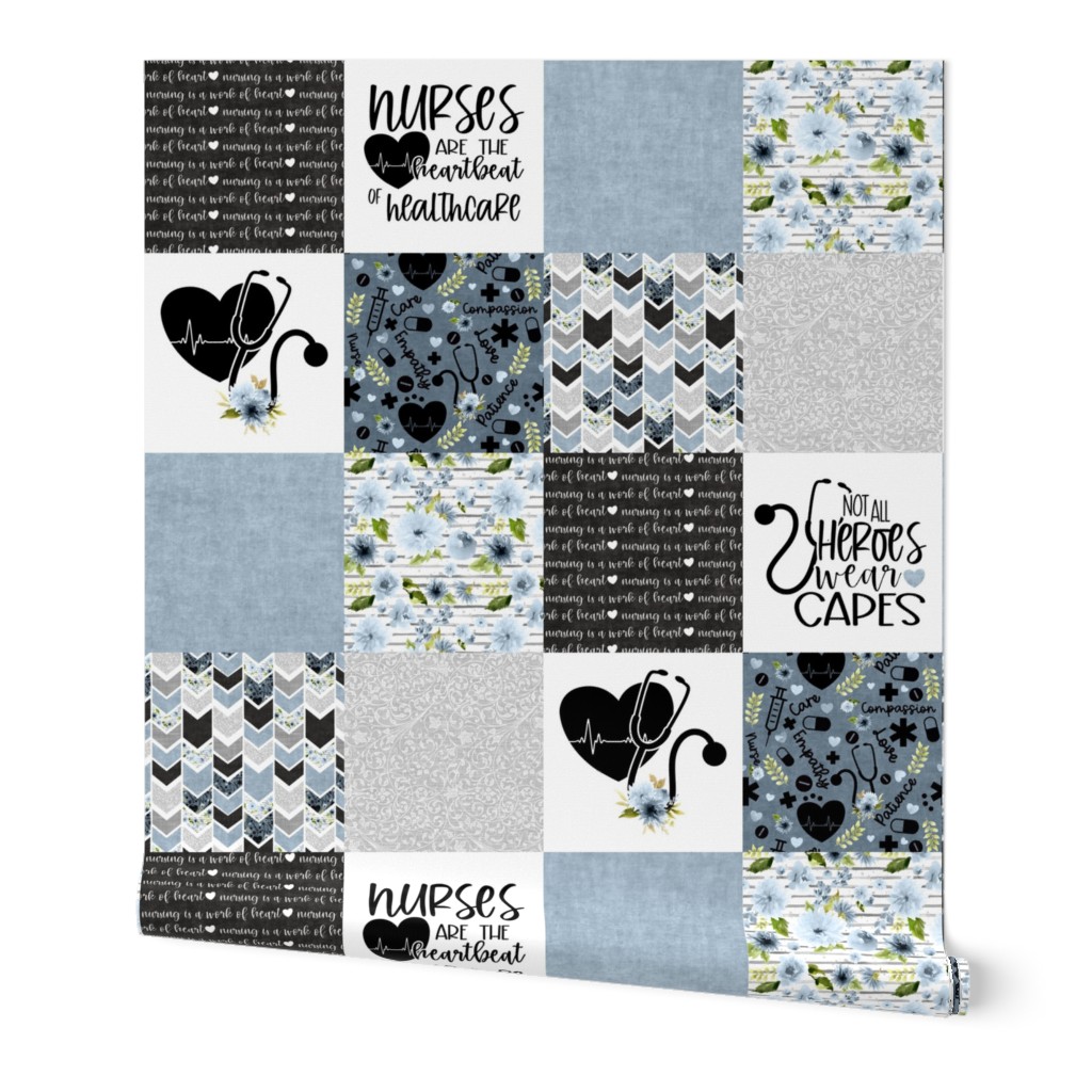 Nurse//Blue - Wholecloth Cheater Quilt