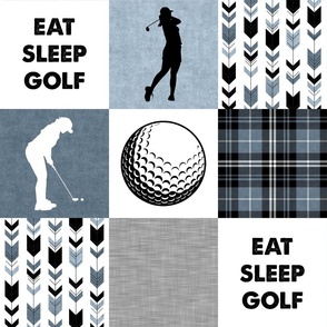 Eat Sleep Golf//Womens//Blues - Wholecloth Cheater Quilt 