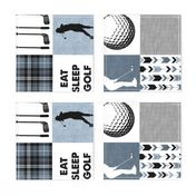 Eat Sleep Golf//Womens//Blues - Wholecloth Cheater Quilt - Rotated 