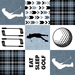 Eat Sleep Golf//Womens//Blues - Wholecloth Cheater Quilt - Rotated 