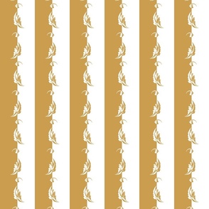 Luxe Maxima- Folk Leaf Stripes- Gold White- Small Scale