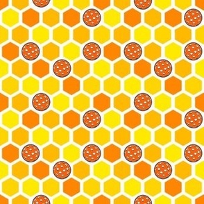 Golden Yellow Honeycombs filled with Orange Pickleballs