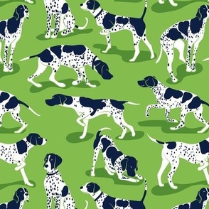 Small scale // English Pointer friends // limerick green background oxford navy blue dog breed