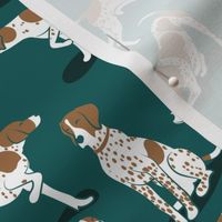 Small scale // English Pointer friends // mosque green background bronze brown dog breed