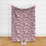 Normal scale // English Pointer friends // blush pink background oxford navy blue dog breed