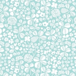 Small scale // Clover field // monochromatic aqua white clover leaves and flowers