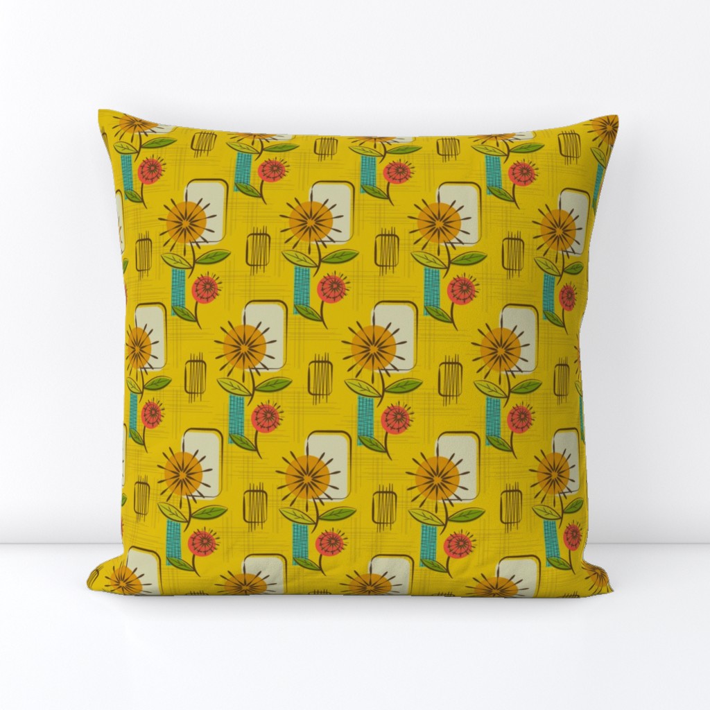 Mid Century Modern Dandelions ~ (Mustard)