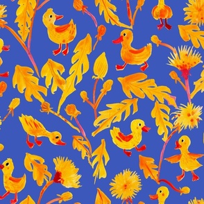 Duck and Ddandelions_Bright Blue JUMBO