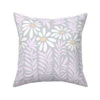 Wild Daisy Weeds - 2 Medium - Pink, Grey, White