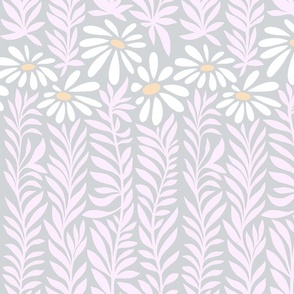 Wild Daisy Weeds - 2 Medium - Pink, Grey, White