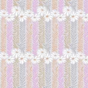 Wild Daisy Weeds - 2 Small - Pink, Orange, Ochre and Grey 