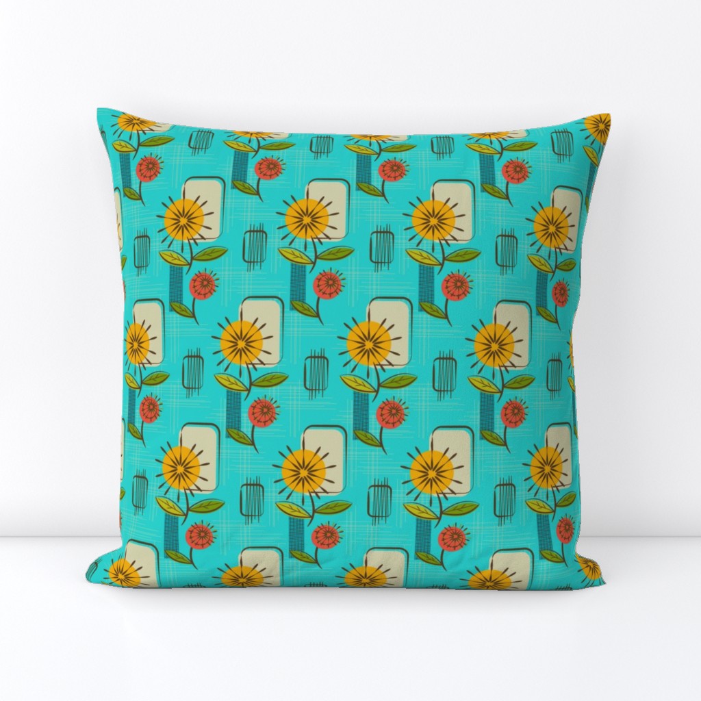 Mid Century Modern Dandelions ~ (Turquoise)