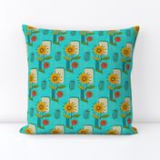 Mid Century Modern Dandelions ~ (Turquoise)