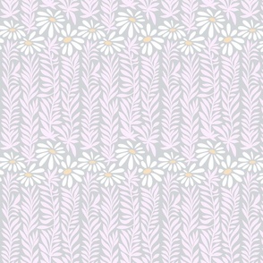 Wild Daisy Weeds - 2 Small - Pink, Grey, White