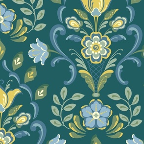 Rosemaling Dark Teal