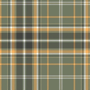 Plaid 9a in moss green_ charcoal_ faded orange and white 200