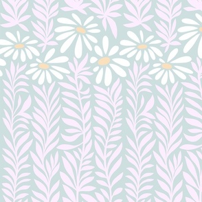 Wild Daisy Weeds - 3 Medium - Pink, Teal, White