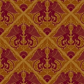 Medieval gryphons red and gold