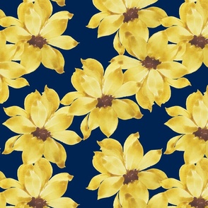 Watercolor Sunflowers (Blue) Maxi-print