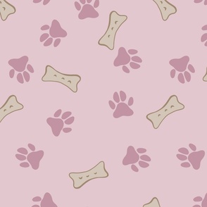 Dog Paws And Biscuits - Medium - Rose Pink