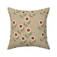 Mid-Century style sunflowers summer garden retro sunflower field fifties inspired vintage design olive green