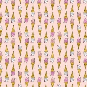 TEENY mini ice cream cone fabric - ice cream, summer, retro, classic, British, uk, Andrea Lauren, - pink