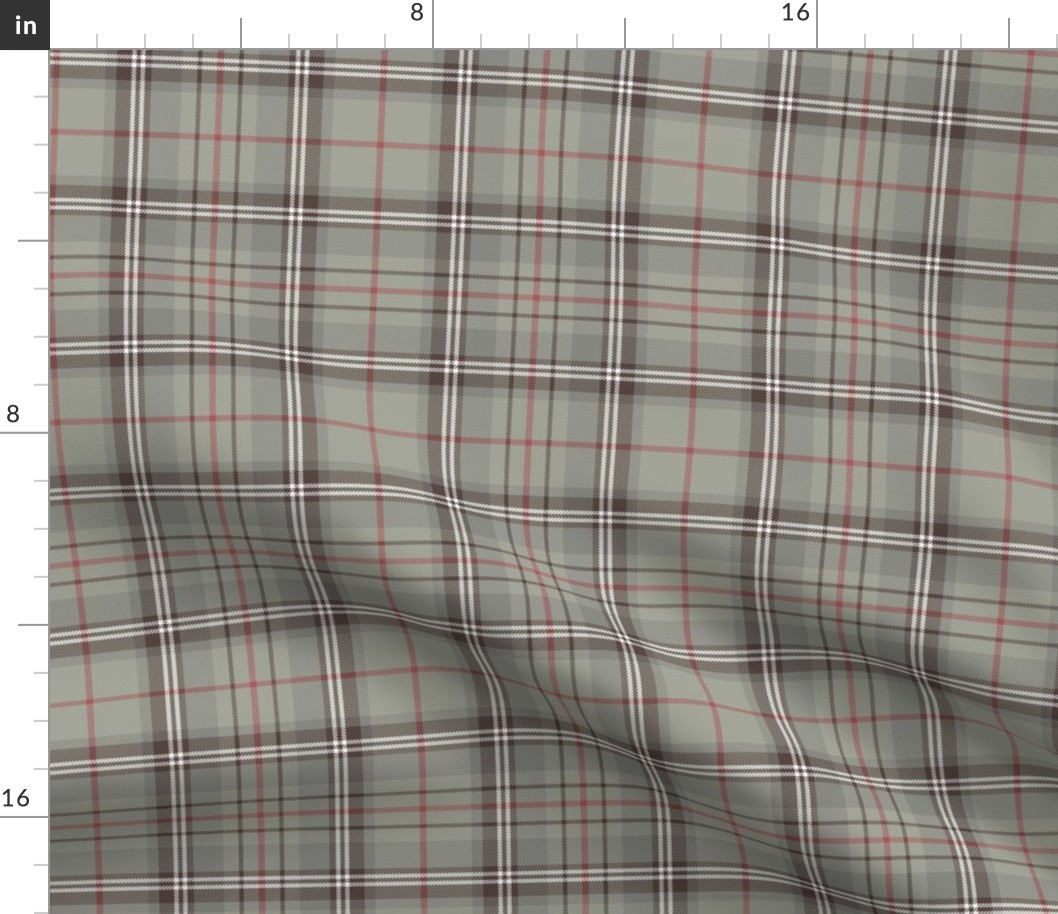 Glen Moy tartan, double red stripe, 6" faded