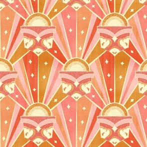 Retro Art Deco Sunshine - Pink Power  - Medium Scale