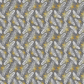 Just Busy Bees - on grey canvas 