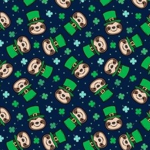 (small scale) Leprechaun Sloths - St Patrick's Day Sloth - navy - LAD22