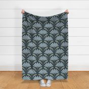 Art Deco Floral - Navy, Large Scale