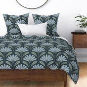 Art Deco Floral - Navy, Large Scale