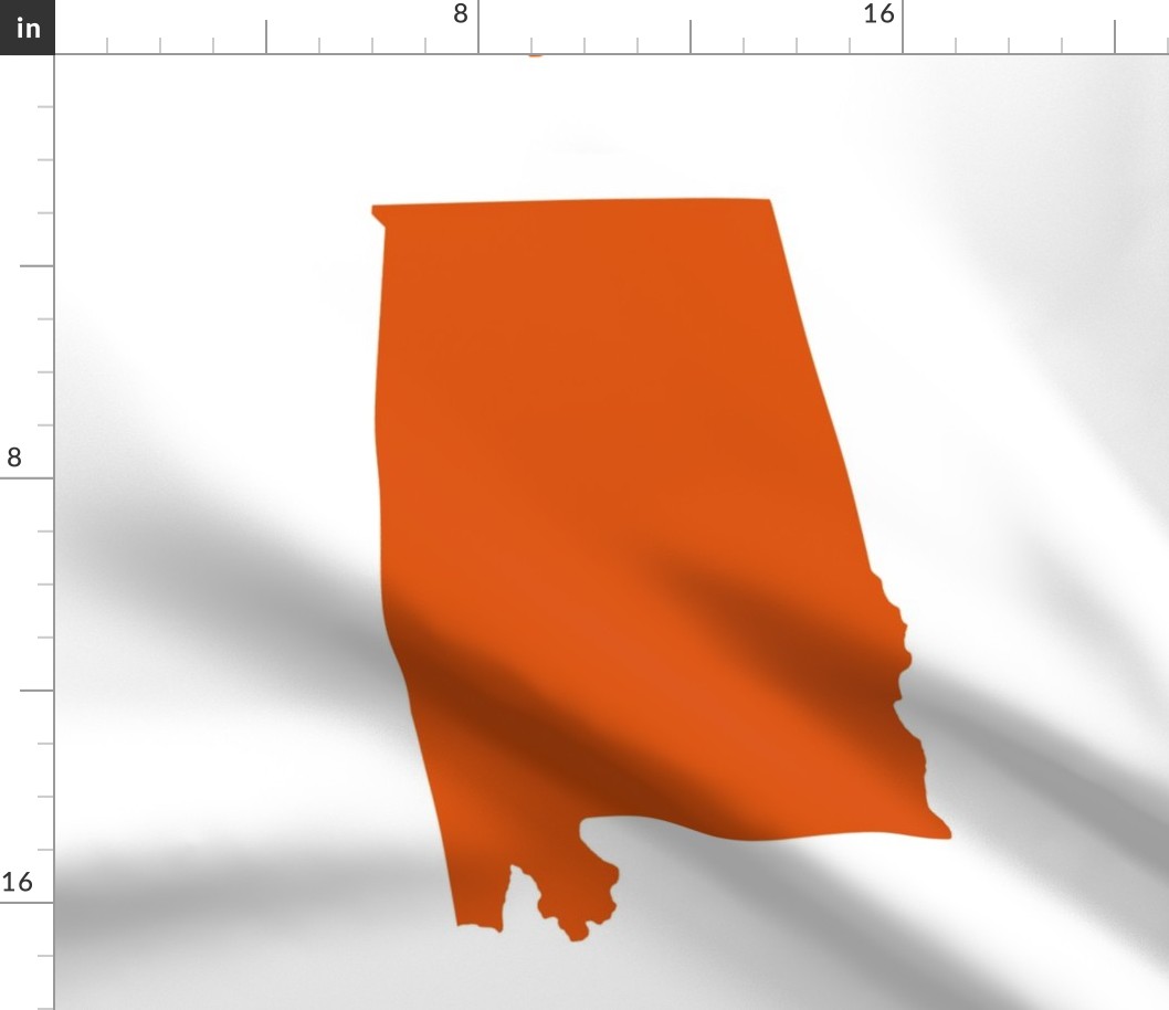 Alabama silhouette, 18x21" panel, burnt orange on white - ELH