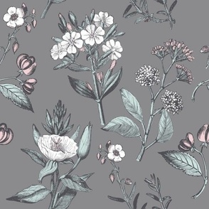 Med Pastel Toile on Gray