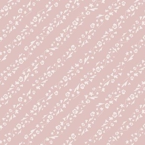 Spring Flowers / small scale / soft pink playful sweet organic floral pattern design diagonal