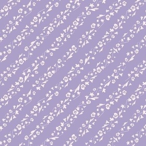Spring Flowers / small scale / violet purple playful sweet organic floral pattern design diagonal
