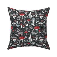 70s mushrooms - retro red and grey Toadstool design - small