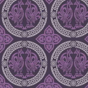 medieval birds in roundels, purple