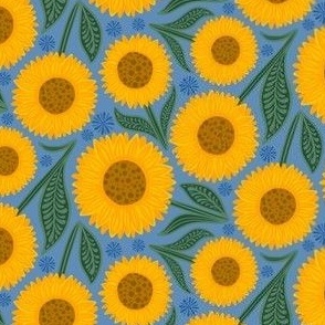 Small Ukrainian Sunflowers - Support Ukraine - Yellow and Blue