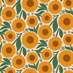 Small Sunflowers on Cream