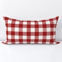 1.5" Dark Red Gingham: Candy Apple Red & Cream Gingham Check, Maroon, Buffalo Check, Buffalo Plaid