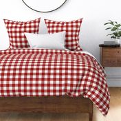 1.5" Dark Red Gingham: Candy Apple Red & Cream Gingham Check, Maroon, Buffalo Check, Buffalo Plaid