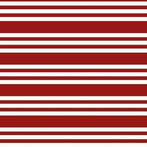 Reverse Bandy Stripe: Candy Apple Red & Cream Horizontal Stripe