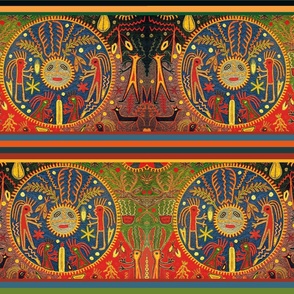 Southwest Huichol Sun Ritual - Design 12878631 - Orange navy yellow