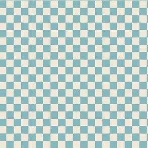 Retro Chequerboard Pattern in Aqua Blue