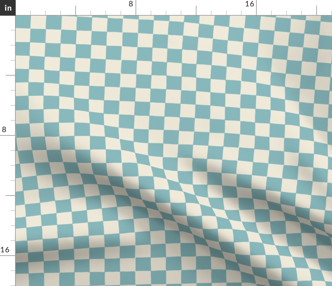 Retro Chequerboard Pattern in Aqua Blue